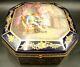 French Sevres Porcelain Jewelry Box Octagonal Gold & Cobalt Blue By L. Bertren