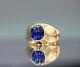 Gia Certified 8.07 Ct Cobalt Blue Sapphire 18k Rose Gold Men's Ring
