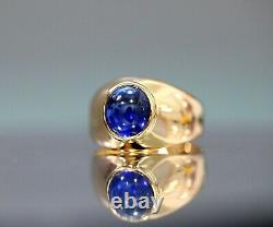 GIA Certified 8.07 Ct Cobalt Blue Sapphire 18K Rose Gold Men's Ring