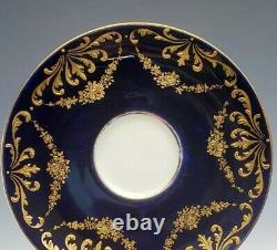 GORGEOUS Antique Royal Doulton Cobalt Blue and Gold Porcelain Cup & Saucer A