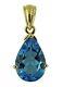 Gift For Her 14k Yellow Gold Swiss Blue Topaz Gemstone Indian Jewelry Pendant