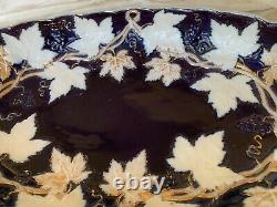 Gorgeous Antique Meissen Cobalt Gold Maple Leaf 14 Serving Bowl