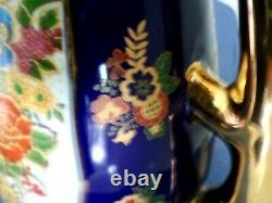 Gorgeous Vintage Large 13 Vase Urn Floral Cobalt Blue Gold Gilt