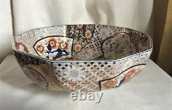 Gump's Chinese Imari bowl with box. 1970. Traditional gold, cobalt blue, red colors