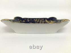 HAVILAND LIMOGES CHF1211 Porcelain Cobalt Blue Gold 12.5 Serving Tray Dish Bowl