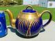 Hall China Cobalt/gold French Teapot With Gold Palm Leaf Design. Downsizing