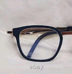 Handmade OVVO Optics 3904 14k Gold / Navy Blue Ash Titanium Eyeglass Frames