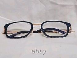 Handmade OVVO Optics 3904 14k Gold / Navy Blue Ash Titanium Eyeglass Frames