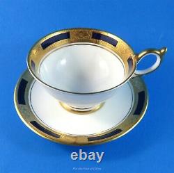 Heavy Gold Encrusted and Cobalt Empress Pedestal Aynsley Tea Cup and Saucer