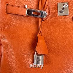 Hermes Birkin 30 Handbag Orange Cobalt Swift Clemence with Gold Hardware X Stamp