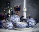 Imperial Porcelain Tea Set For 6 Persons. Cobalt Net. Gold. Lomonosov