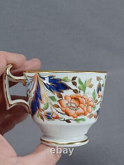 Job Ridgway 2/138 Cobalt Blue Orange Floral & Gold Coffee Cup & Saucer 1808-1814