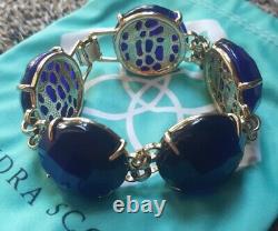 Kendra Scott Cassie Cobalt Blue Cats Eye Gold Chunky Bracelet Fashion Jewelry KS