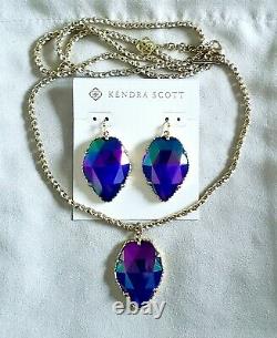 Kendra Scott Gold Corley/Corla Set Earrings/Necklace Cobalt Iridescent