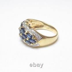 LE VIAN Estate 18K Yellow Gold Natural Cobalt Blue Sapphire Diamond Ring 2 Cts
