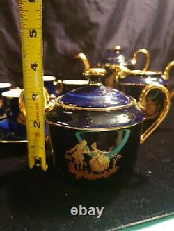 LIMOGES France Cobalt Blue Gold Veritable Porcelaine D'Art Tea Set