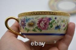 L Bernardaud Limoges French Flowers Cobalt Blue & Gold Tea Cup And Saucer 16570