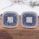 Lab Created Blue Sapphire Diamond Men's Halo Cufflink In 14k White Gold Plated