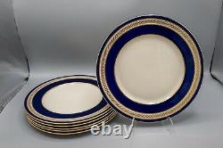 Lenox M344B Dinner Plates Set of 6 Cobalt Blue Gold Gumps 10 3/8 FREE USA SHIP