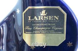 Limoges Castel Larsen Cognac Viking Ship Cobalt and Gold Decanter Bottle 1680B