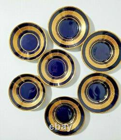 Limoges Legle D'Art Demitasse Cobalt Blue with Gold Set of 7 Cups And Saucers
