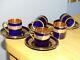 Limoges Legle D'art Expresso Cobalt Blue With Gold 5 Cups And 4 Saucers