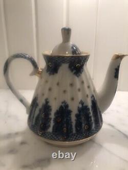 Lomonosov Cobalt Blue White Gold Teapot Made in Russia Bridesmaid basket