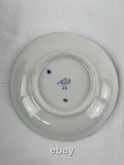 Lomonosov Russian 22K Gold Blue Tulip Cobalt Net Tea Cup, Saucer, Dessert Plate
