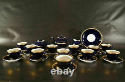 Lomonosov Russian Imperial Porcelain China Tea set Cobalt With 22k Gold