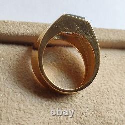 London Blue Topaz 14k Gold Men's Ring, 14k Yellow Gold Ring, Statement Gold Ring
