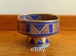 Lovely Mary Rich Studio Pottery Porcelain Footed Bowl Cobalt Blue Gold Lustre