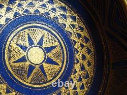 Lovely Mary Rich Studio Pottery Porcelain Footed Bowl Cobalt Blue Gold Lustre