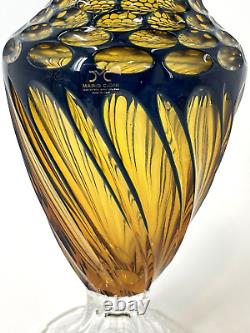 Lrg MARIO CIONI Italian Hand Blown Cut Cobalt Blue Gold Art Glass MANNEQUIN Vase