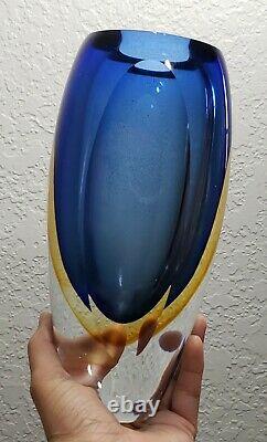 MCM Murano Sommerso Glass Vase Flavio Poli Alessandro Mandruzzato Cobalt Gold