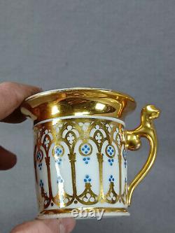 Marc Schoelcher Old Paris Hand Painted Cobalt Blue Gold Gothic Arch Cup & Saucer