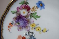 Meissen A Kante Hand Painted Flowers Cup & Saucer Cobalt and Gold