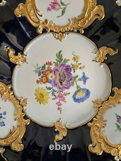 Meissen Cobalt Blue & Gold Floral Large Cabinet Plate Charger