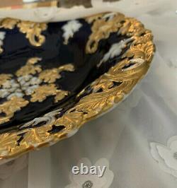 Meissen Hand Painted Cobalt & Gold Rococo Style Bowl First Quality 11