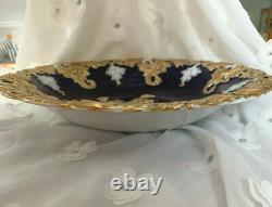 Meissen Hand Painted Cobalt & Gold Rococo Style Bowl First Quality 11