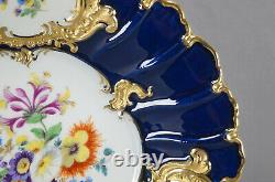 Meissen Hand Painted Floral Cobalt & Gold Rococo Style Charger / Service Plate