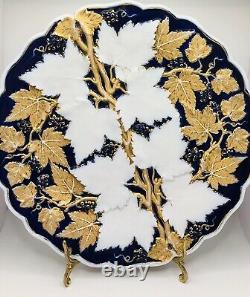 Meissen Porcelain 10 Cobalt Blue Gold Cabinet Plate Grapevine Grape Leaves
