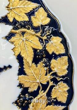 Meissen Porcelain 10 Cobalt Blue Gold Cabinet Plate Grapevine Grape Leaves