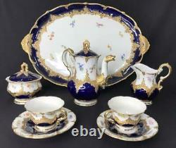 Meissen Porcelain Gold Cobalt Blue Coffee Set Antique
