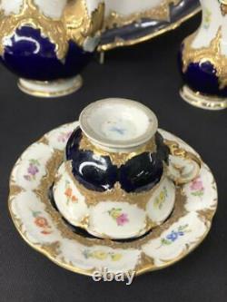 Meissen Porcelain Gold Cobalt Blue Coffee Set Antique