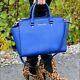 Michael Kors Selma Cobalt Blue Leather Handbag Pursegoldzipperbeautifulclean