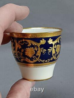 Minton G9986 Cobalt & Raised Gold Floral Demitasse Cup & Saucer C. 1901-1908 B