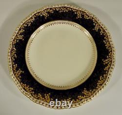 Mintons Porcelain Plate Cobalt Blue Band on Cream with Gold Gilt Leaves