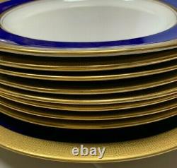 Mixed Lot Lenox J19K Cobalt Blue & Gold Encrusted Dinner/ Salad/ Dessert Plates