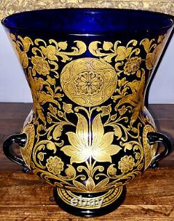Murano Renaissance Glass Vase Cobalt Blue Gold Ars Cenedese Maurizio $10,000