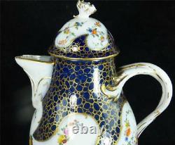 N847 Antique 18th Century Meissen Porcelain Coffee Pot Cobalt Blue & Gold